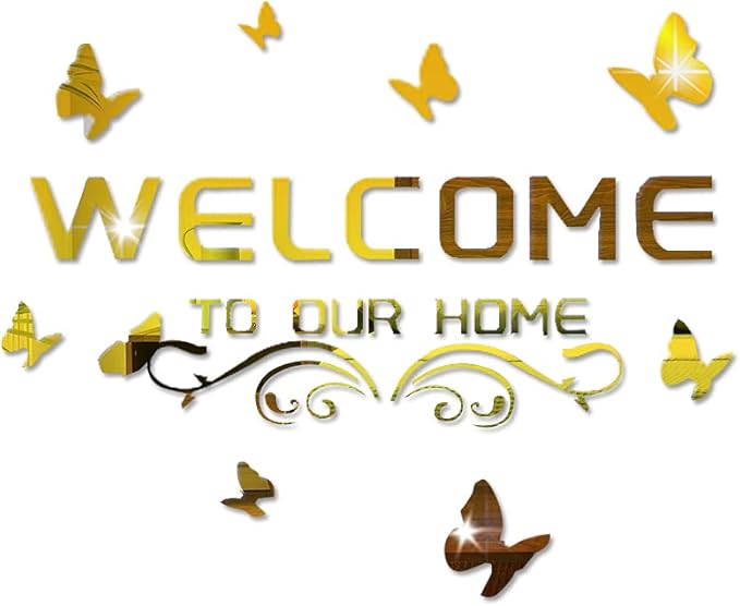 Welcome With Butterflies Wall Mirror - Acrylic Mirror For Home Decor | Modern Wall Decal