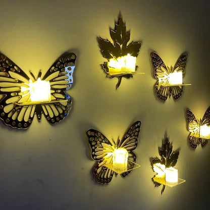 Decorative Butterfly Wall Shelf with Candlestick