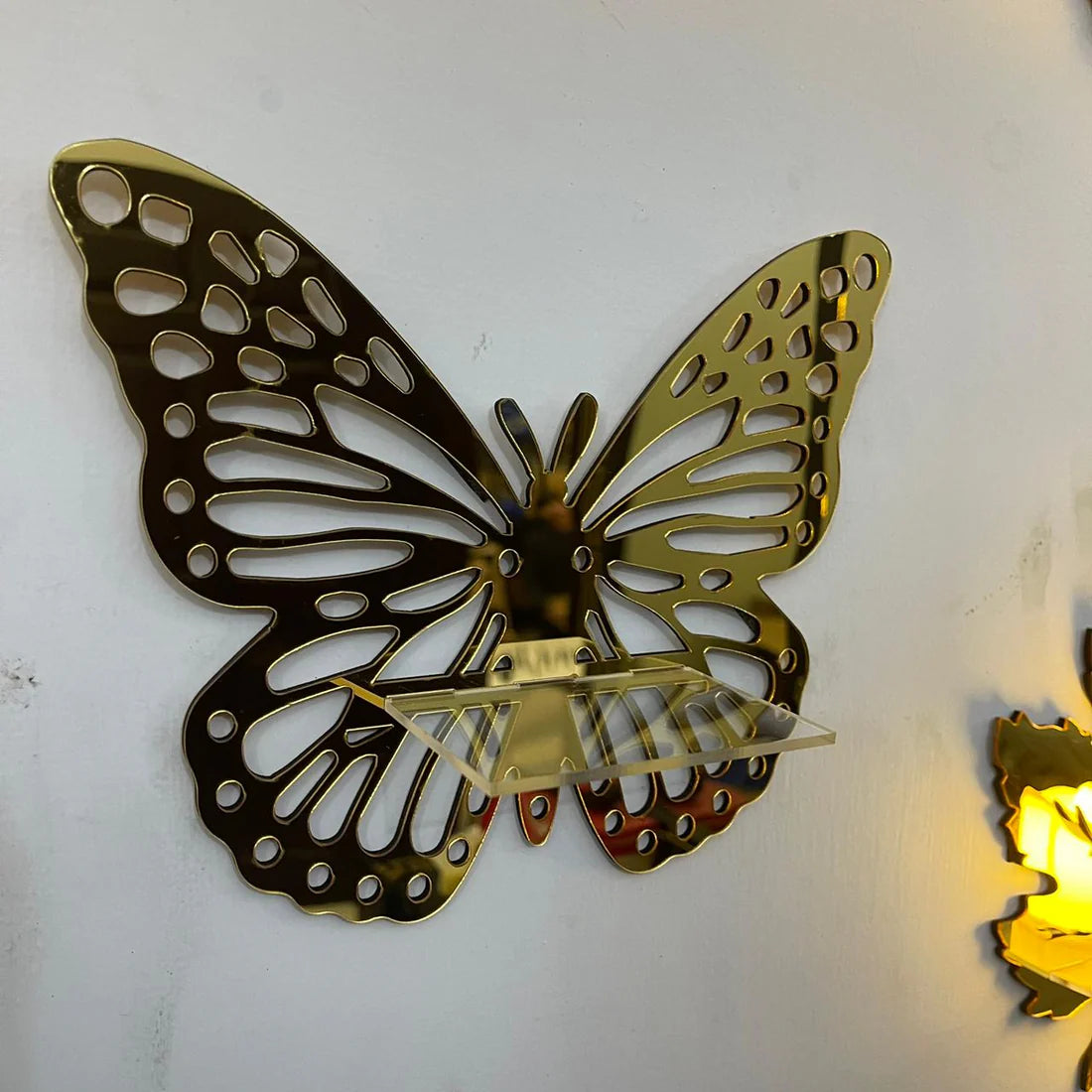 Decorative Butterfly Wall Shelf with Candlestick