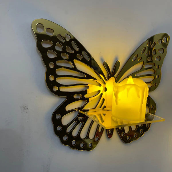 Decorative Butterfly Wall Shelf with Candlestick