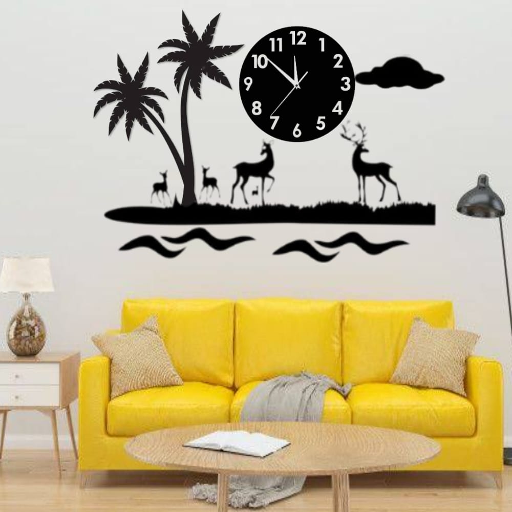 3D Deer Wall Clock Acrlic Wall Deore