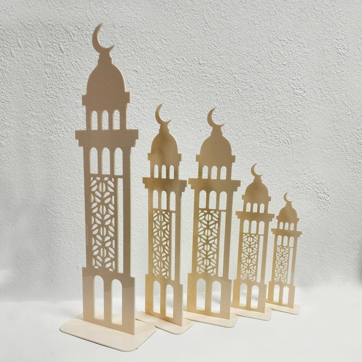 Elegant Islamic Mosque-Inspired Decorative Pieces - Black Acrylic Ornaments