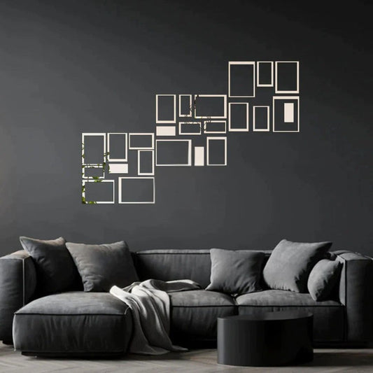 Acrylic Rectangle Ring Mirror Wall Stickers