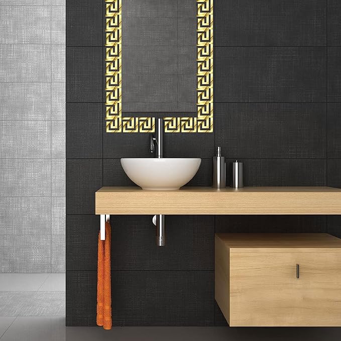 Wooden Design Reflective Wall Mirror - Acrylic Mirror For Home Decor | Modern Wall Decal