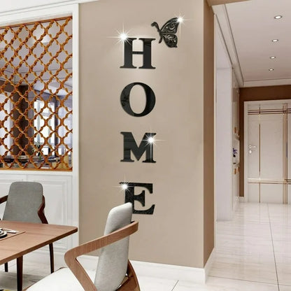 Acrylic Home Sign Letters Wall Decor, Acrylic Mirror Wall Stickers Family Wall Decoration for Living Room Bedroom Home Hallway(63 x 11.8In,Silver)