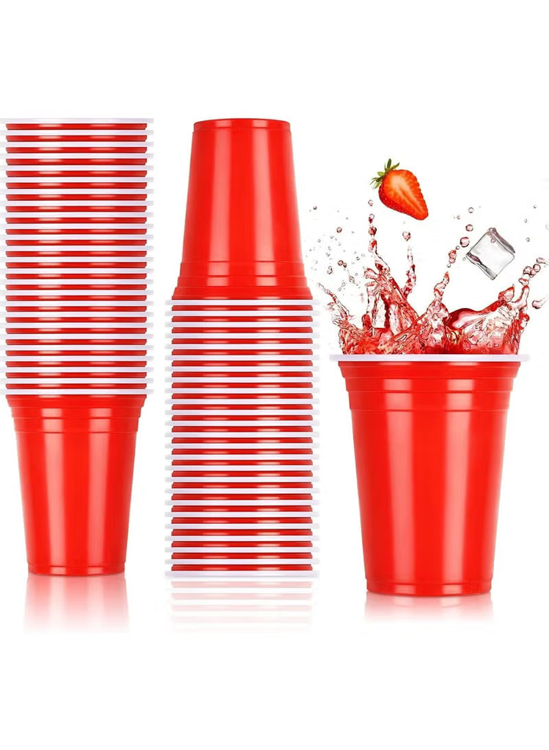 50 Piece Disposable Plastic Cups, Red 16-Ounce Disposable Plastic Party Cups, Red Heavy Duty Cups, Ideal for Weddings, Party’s, Birthdays, Dinners, Lunch’s.