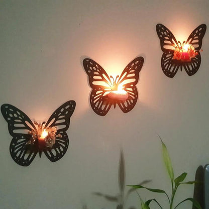 Decorative Butterfly Wall Shelf with Candlestick