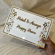 Custom Home Name Plate – Elegant Floral Cut-Work Design