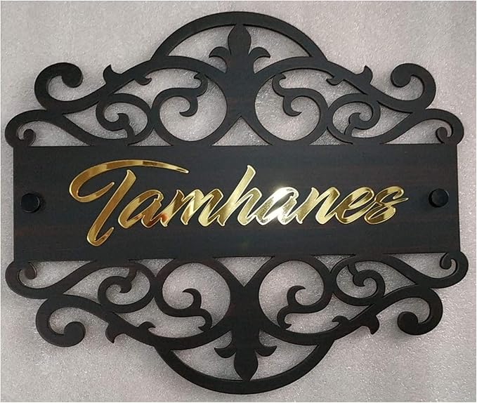 Custom Family Name Plate – Vintage Ornate Scroll Design