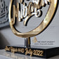 Personalised Hajj Mubarak Gift - Gold Mirror & Oak Wood Islamic Decor