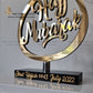 Personalised Hajj Mubarak Gift - Gold Mirror & Oak Wood Islamic Decor