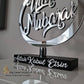 Umrah Mubarak Gifts. Contemporary Hand-carved Mirror with Solid Real Oak Stand
