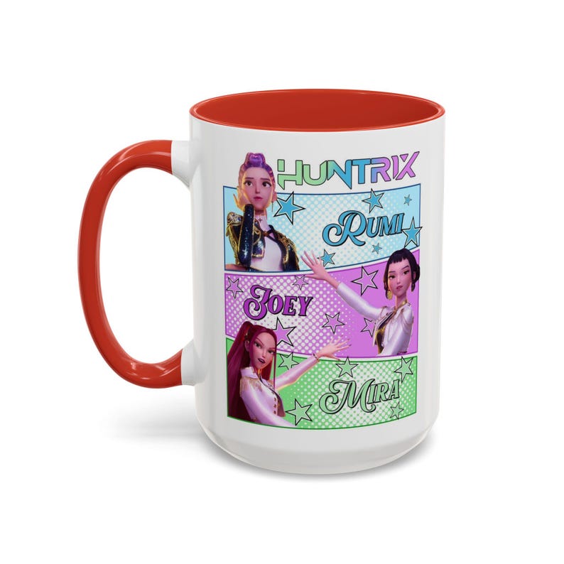 Huntrix Kpop Demon Hunters Inspired Coffee Mug, Rumi Zoey Mira Design, Gift for Kpop Fans Unique Mug, Ceramic Mug, Tea Cup