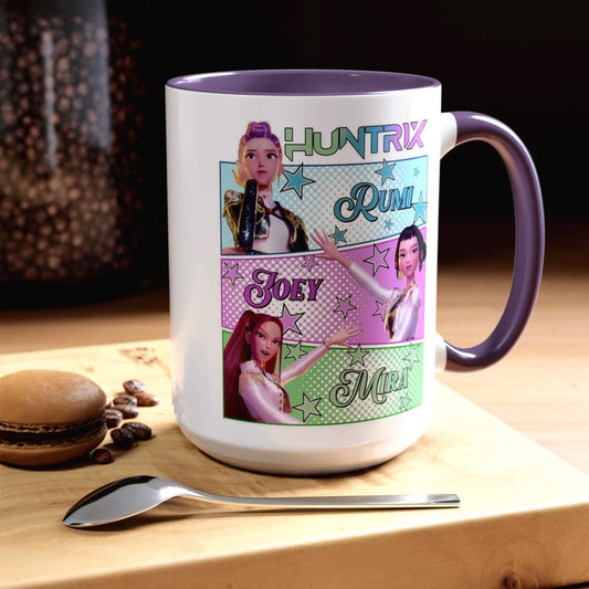 Huntrix Kpop Demon Hunters Inspired Coffee Mug, Rumi Zoey Mira Design, Gift for Kpop Fans Unique Mug, Ceramic Mug, Tea Cup