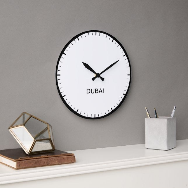 Dubai Round Wall Clock | Minimal White Wall Clock | Modern Home & Office Decor