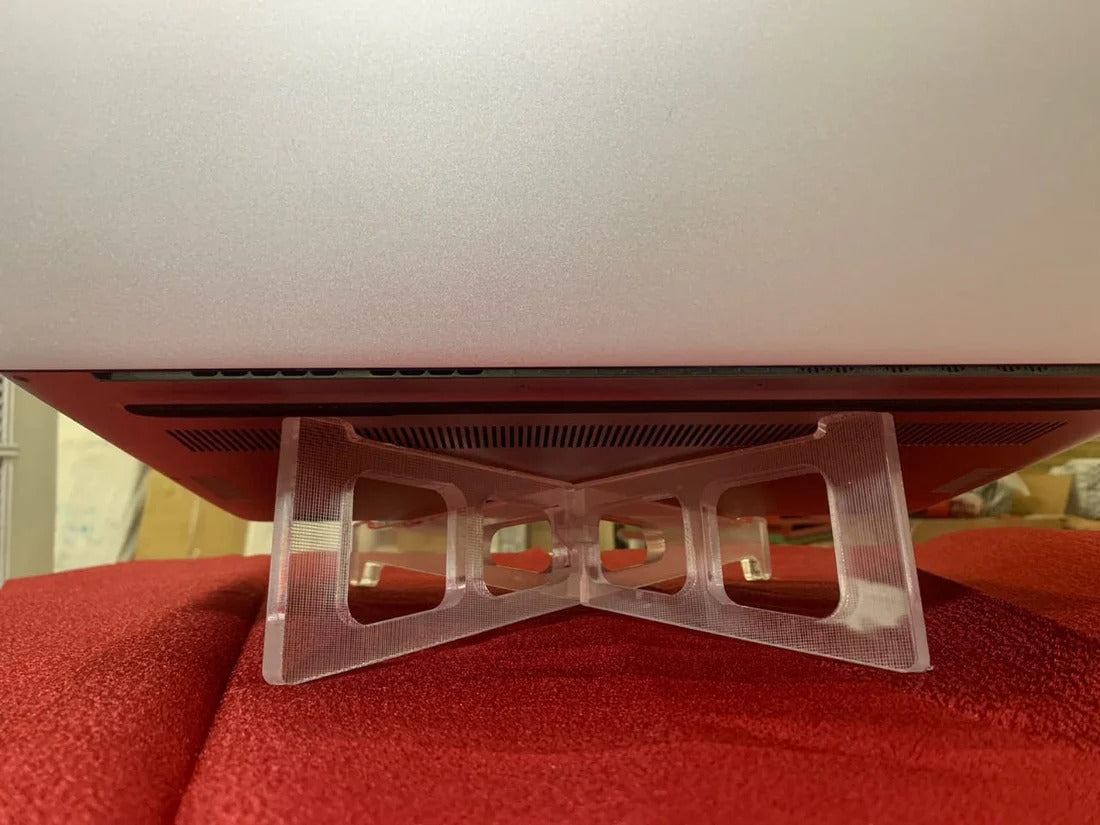 Acrylic Laptop Stand – X Shape Transparent Holder | Ergonomic Laptop Riser for Desk, Office & Home | Durable, Modern Design