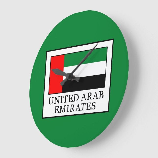 UAE Flag Green Round Wall Clock | National Day Wall Decor | UAE Home & Office Decoration | Patriotic Gift Idea