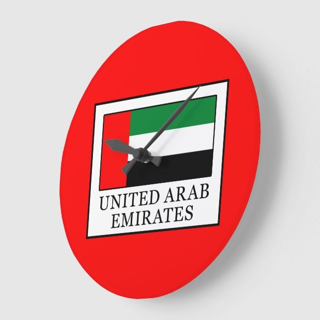 UAE Flag Red Round Wall Clock | National Day Wall Decor | UAE Home & Office Decoration | Patriotic Gift Idea