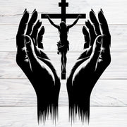 Jesus Chirst & Praying Hands - - Christmas & Baptism - For Church or Home Decal
