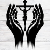 Jesus Chirst & Praying Hands - - Christmas & Baptism - For Church or Home Decal