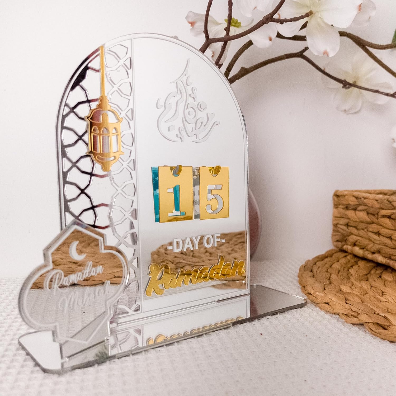 Ramadan Decorations Acrylic Advent Countdown Calendar, Eid Ramadan Table Decorations for Home and Office Party, 30-Day DIY Gifts﻿